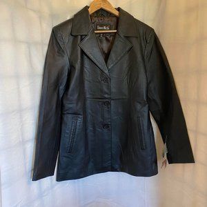NWT Dona Miche Italian Fashion Black Leather Jacket Size Large